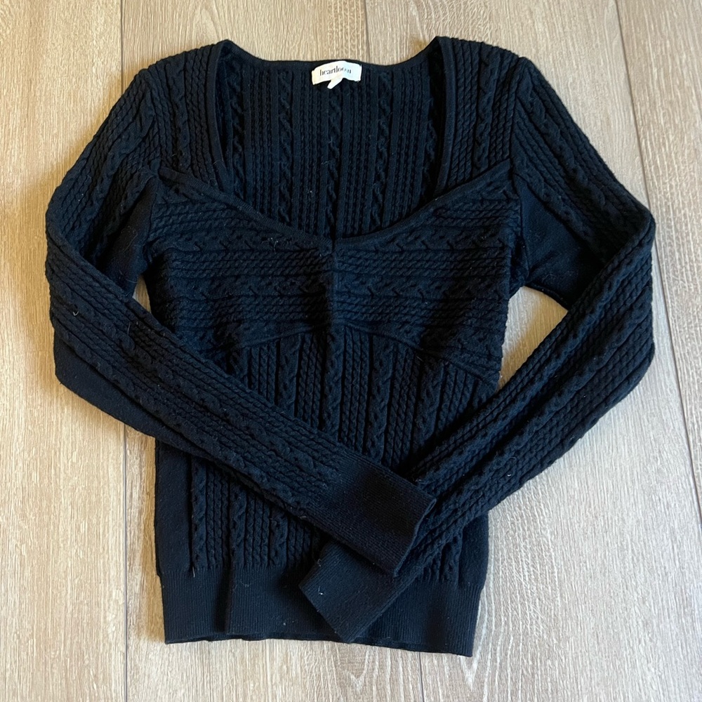 Heartloom from Revolve Textured Knit Black Sweater Size S